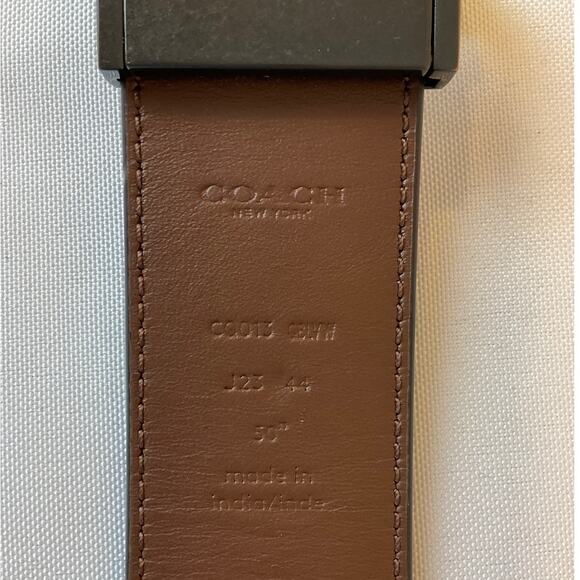 Men's Coach Signature C Belt, Black with Gunmetal Gray Buckle - Picture 5 of 7